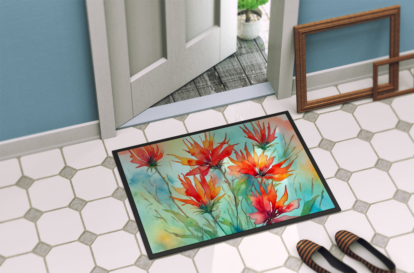 Wyoming Indian Paintbrush in Watercolor Doormat