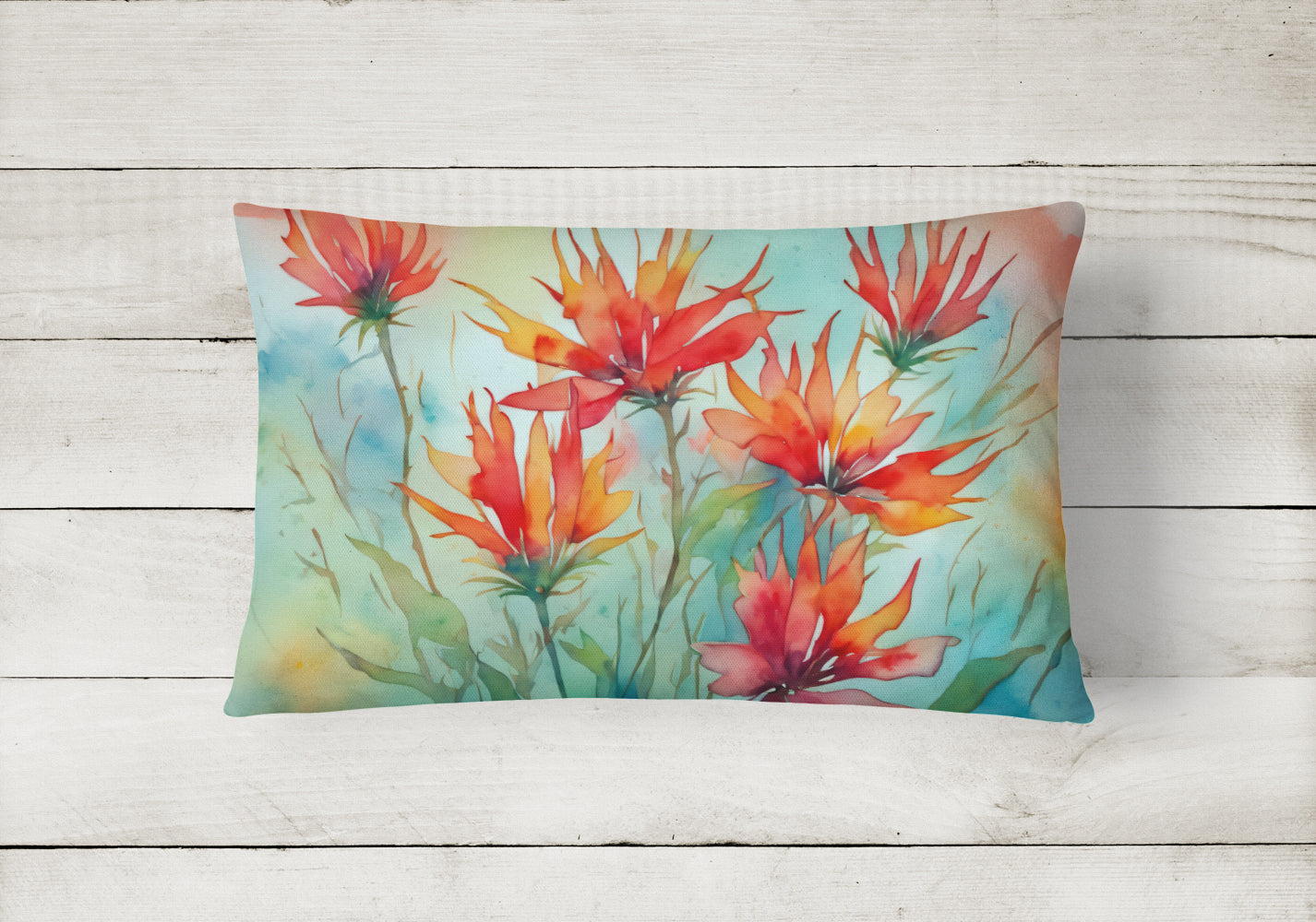 Wyoming Indian Paintbrush in Watercolor Throw Pillow