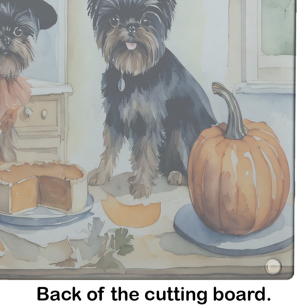 Affenpinscher Fall Kitchen Pumpkins Glass Cutting Board