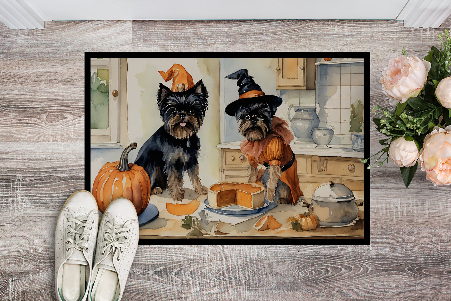 Affenpinscher Fall Kitchen Pumpkins Doormat