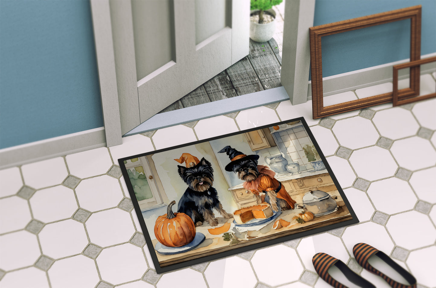 Affenpinscher Fall Kitchen Pumpkins Doormat