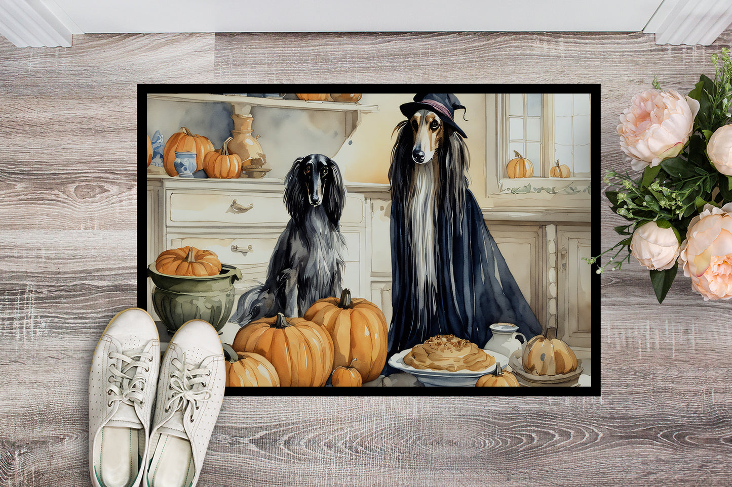 Afghan Hound Fall Kitchen Pumpkins Doormat