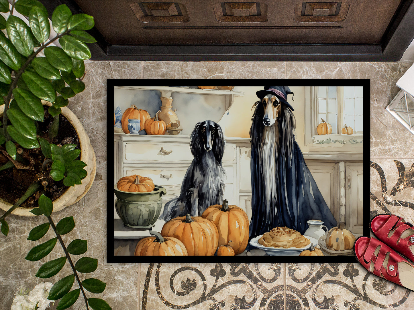 Afghan Hound Fall Kitchen Pumpkins Doormat