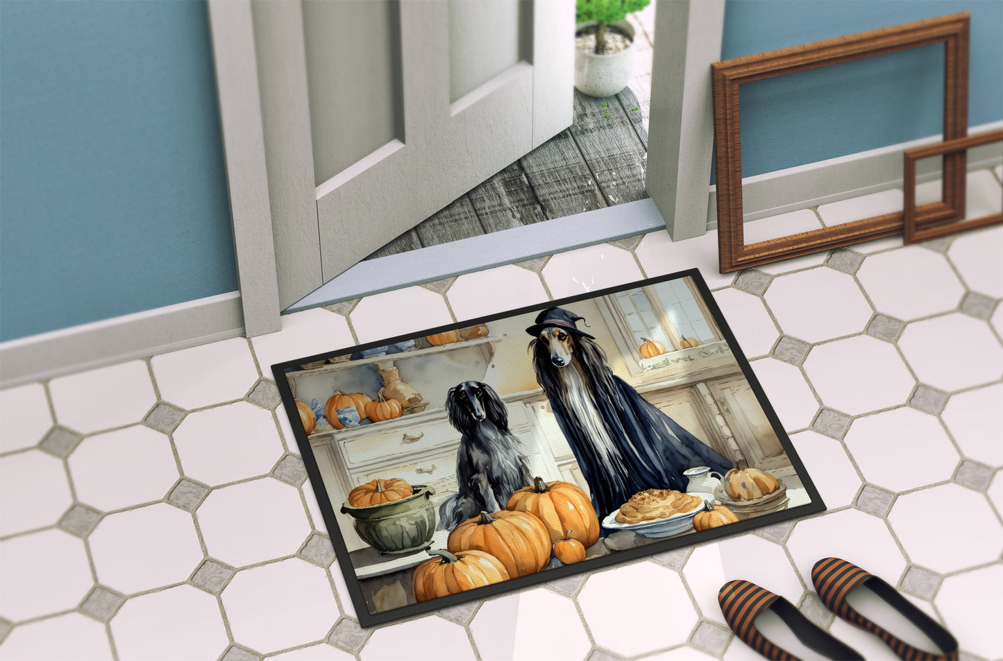 Afghan Hound Fall Kitchen Pumpkins Doormat