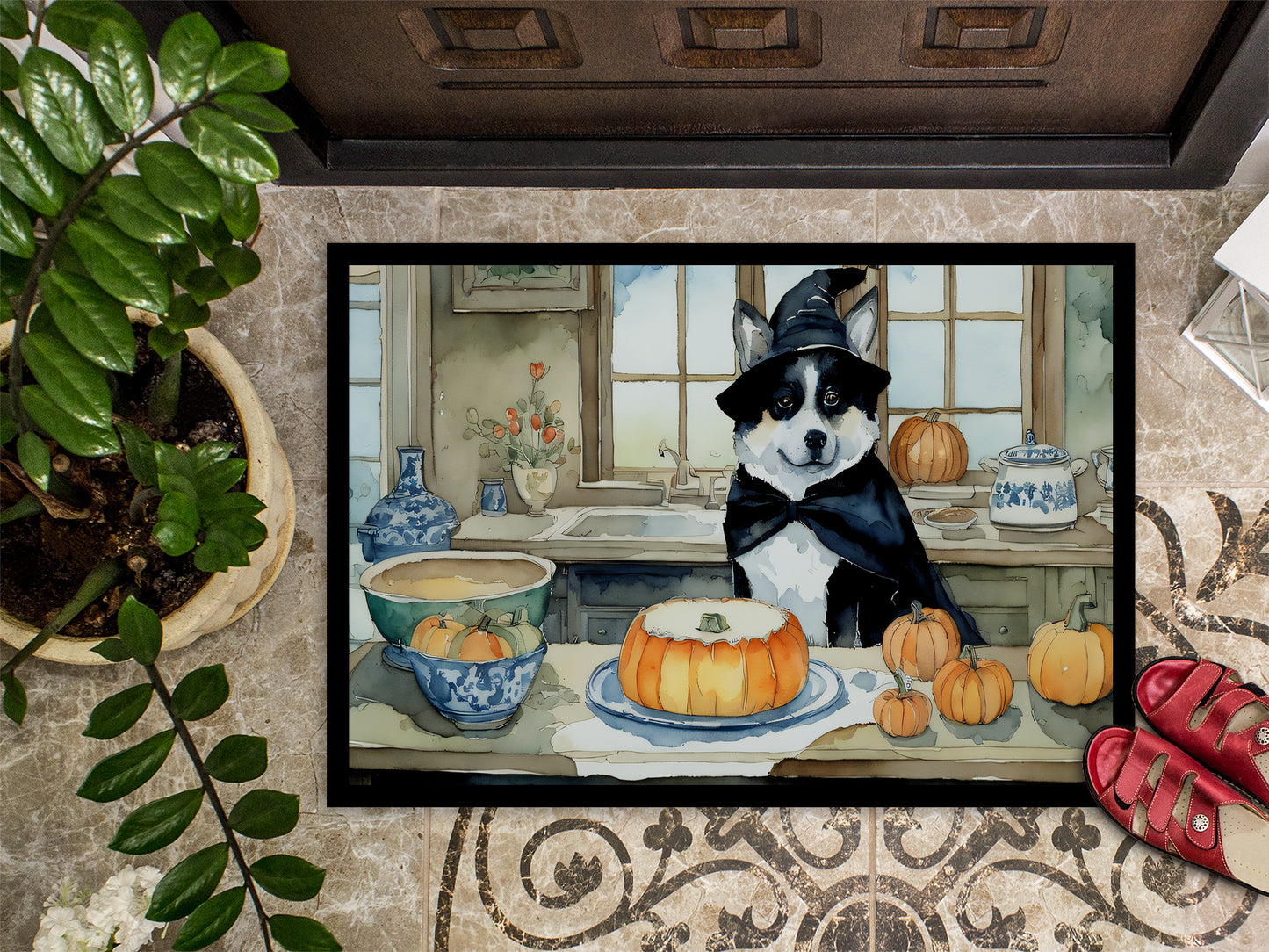 Akita Fall Kitchen Pumpkins Doormat