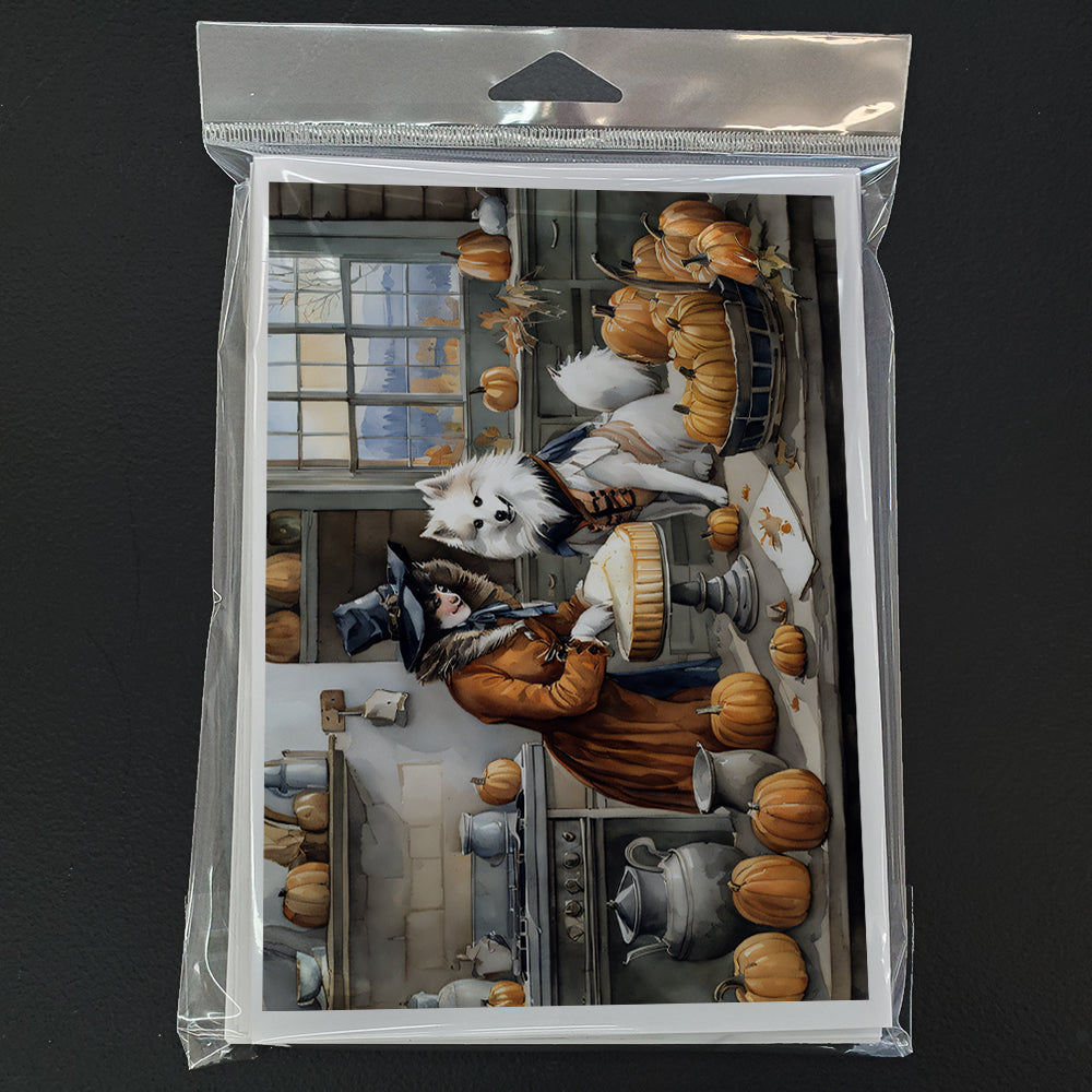 American Eskimo Fall Kitchen Pumpkins Greeting Cards Pack of 8