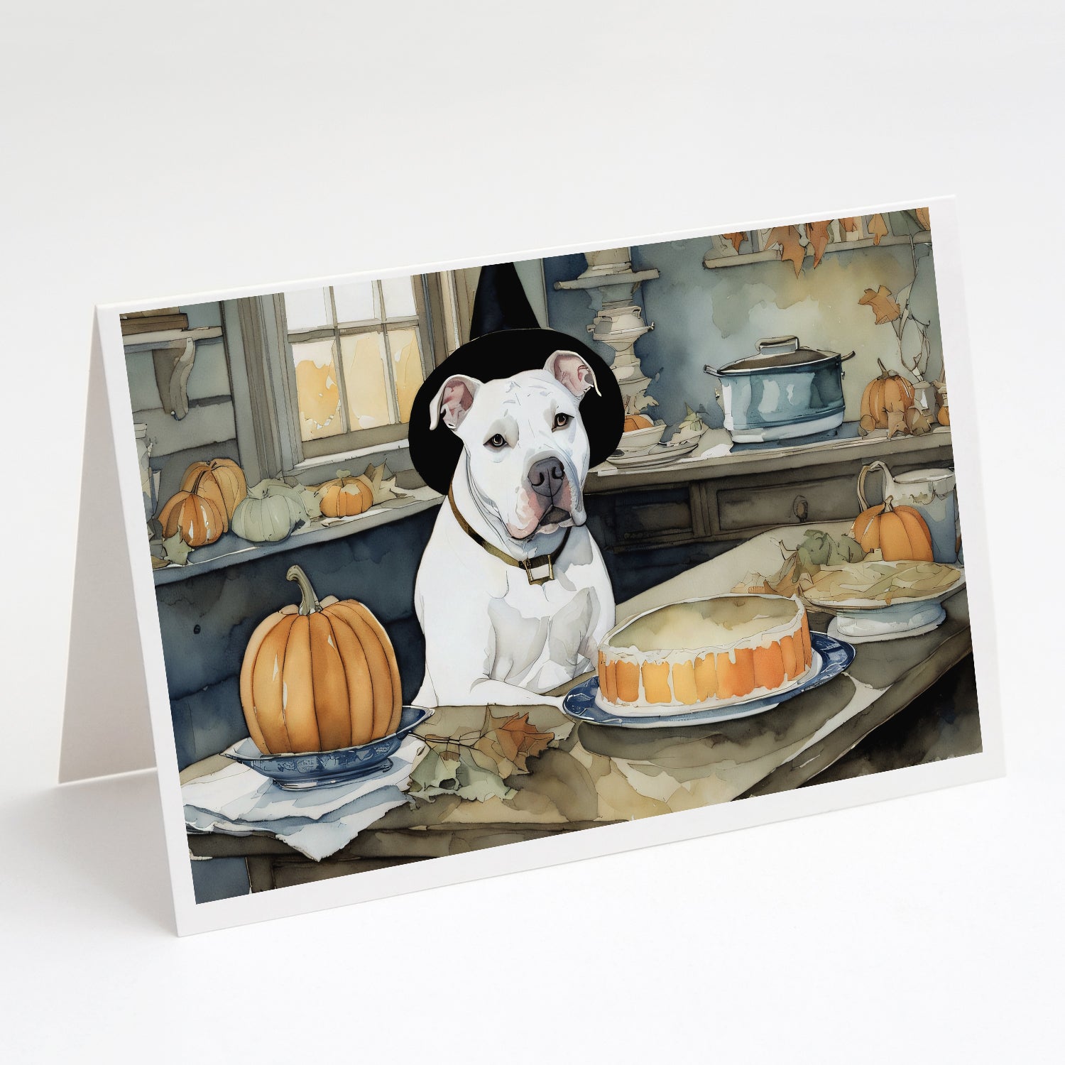 Buy this Pit Bull Terrier Fall Kitchen Pumpkins Greeting Cards Pack of 8
