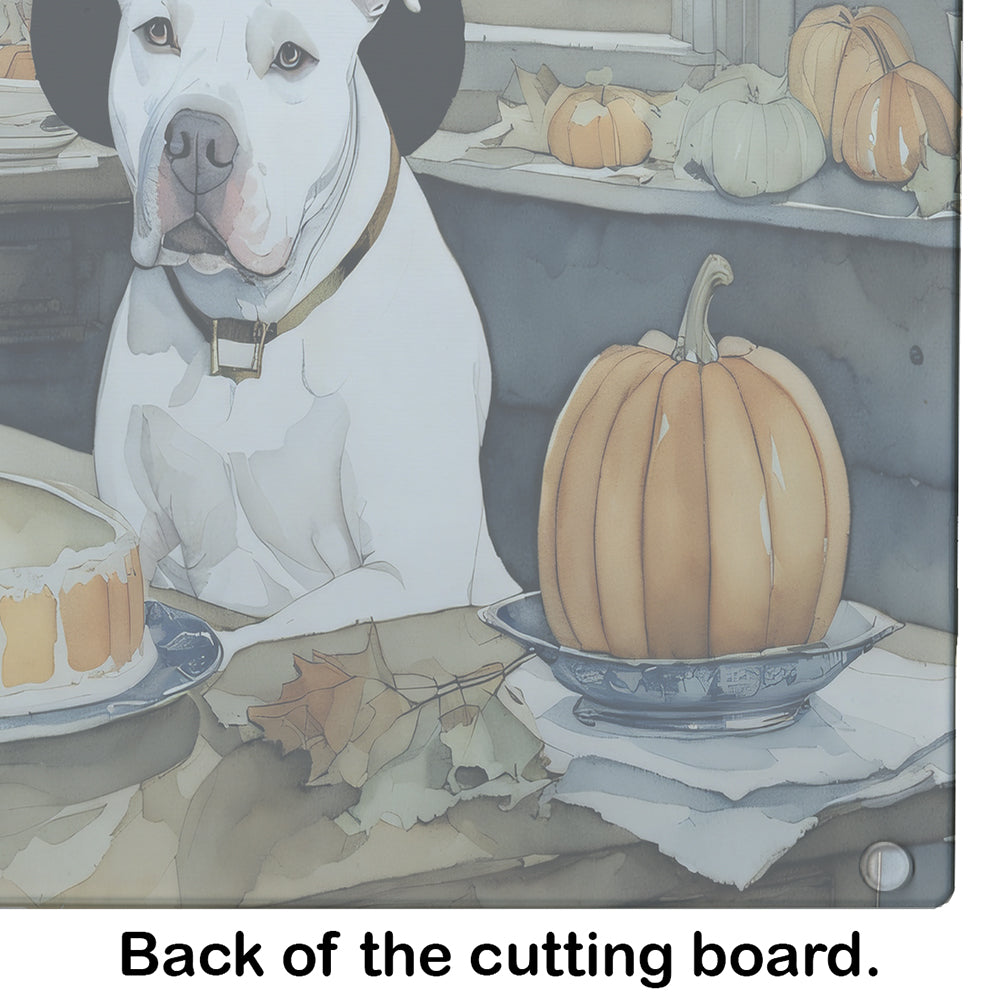 Pit Bull Terrier Fall Kitchen Pumpkins Glass Cutting Board