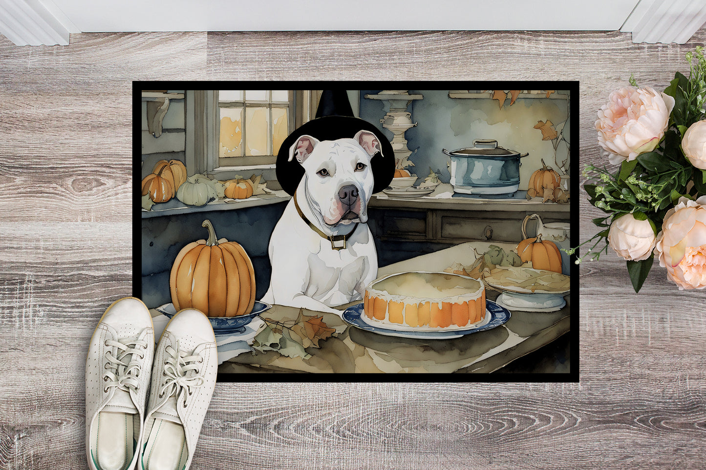 Pit Bull Terrier Fall Kitchen Pumpkins Doormat