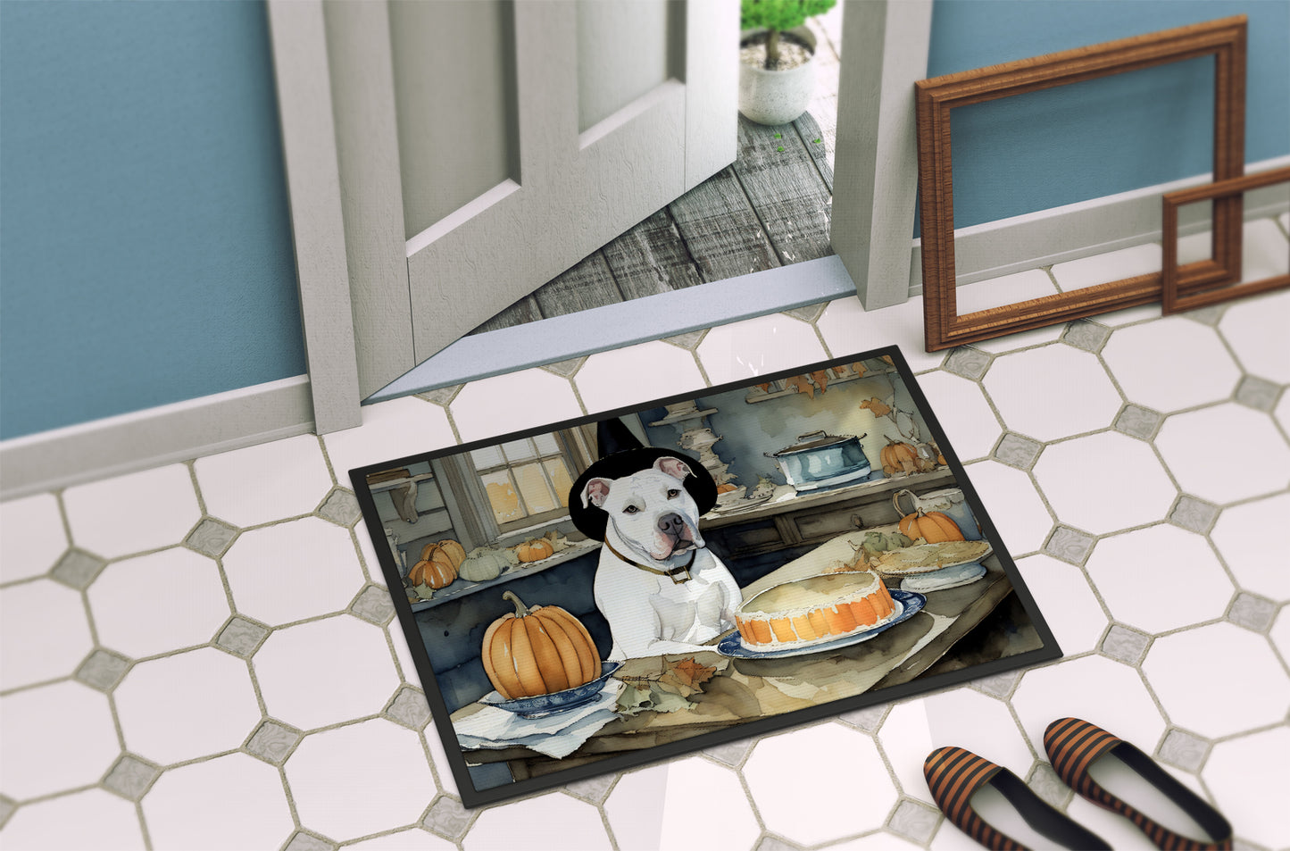 Pit Bull Terrier Fall Kitchen Pumpkins Doormat