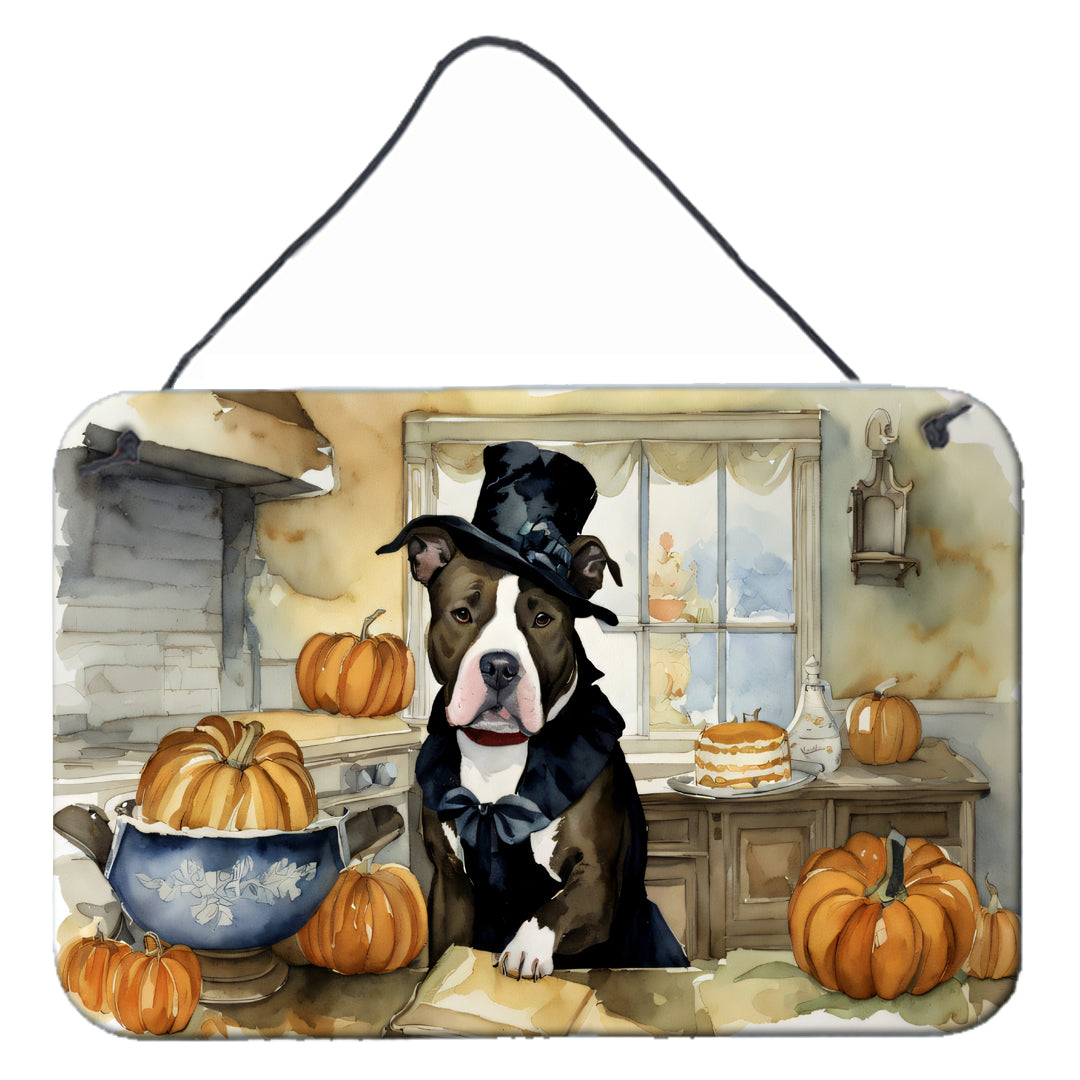 Buy this Pit Bull Terrier Fall Kitchen Pumpkins Wall or Door Hanging Prints