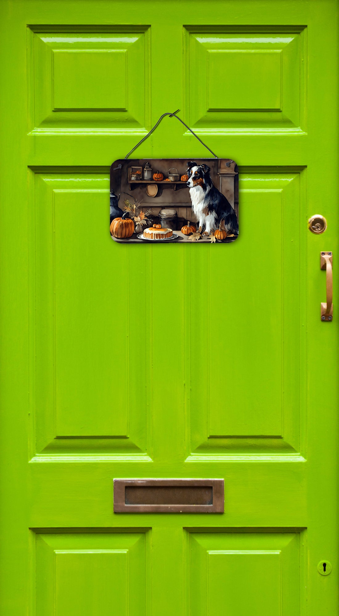 Australian Shepherd Fall Kitchen Pumpkins Wall or Door Hanging Prints