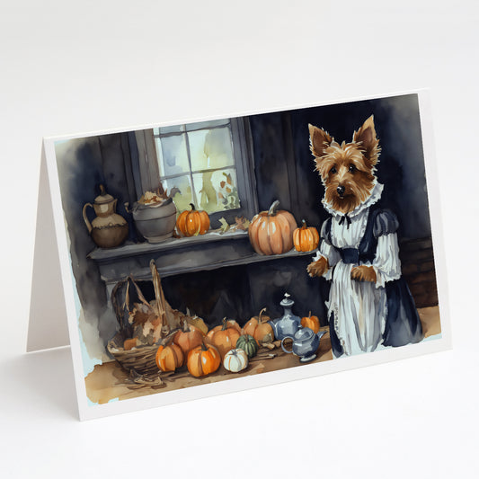 Buy this Australian Terrier Fall Kitchen Pumpkins Greeting Cards Pack of 8