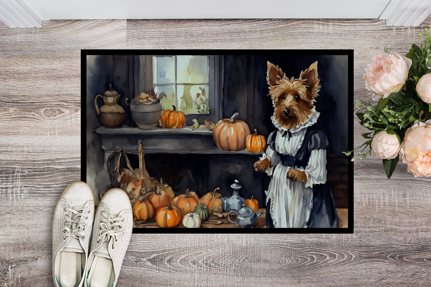 Australian Terrier Fall Kitchen Pumpkins Doormat