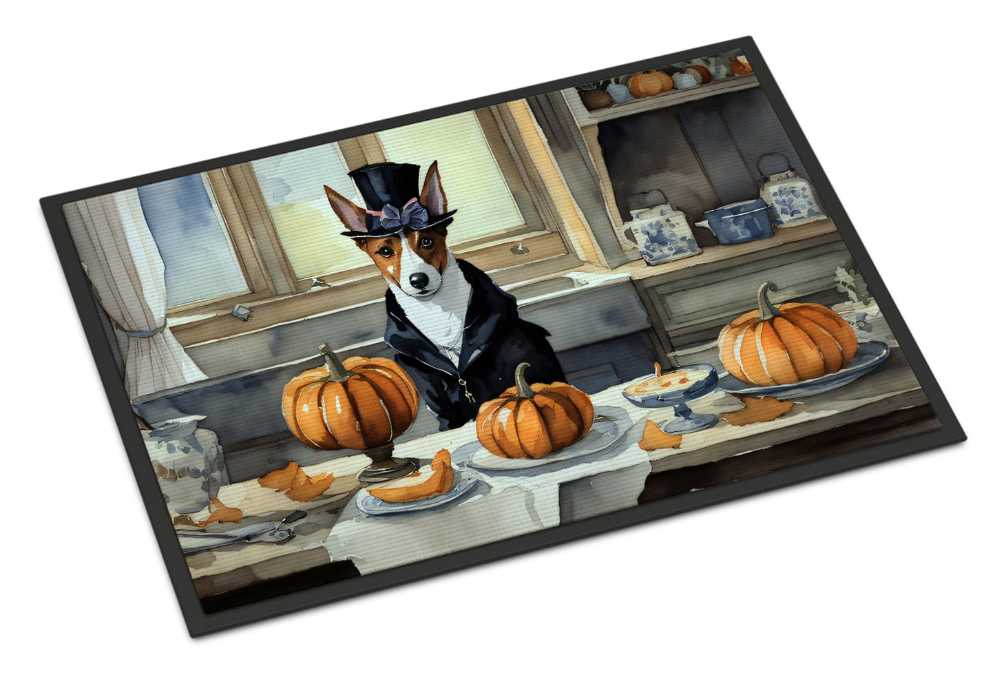 Buy this Basenji Fall Kitchen Pumpkins Doormat