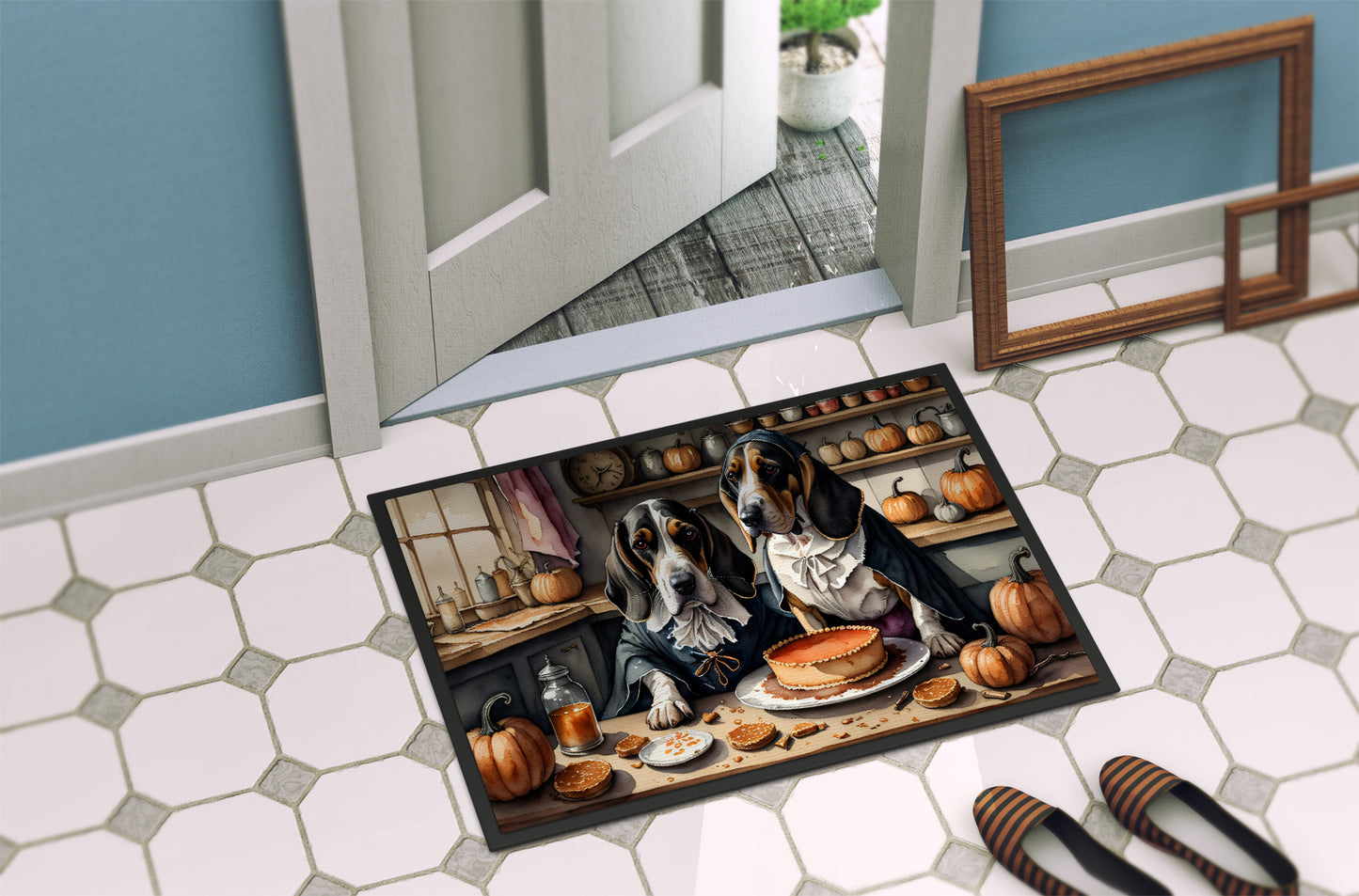 Basset Hound Fall Kitchen Pumpkins Doormat