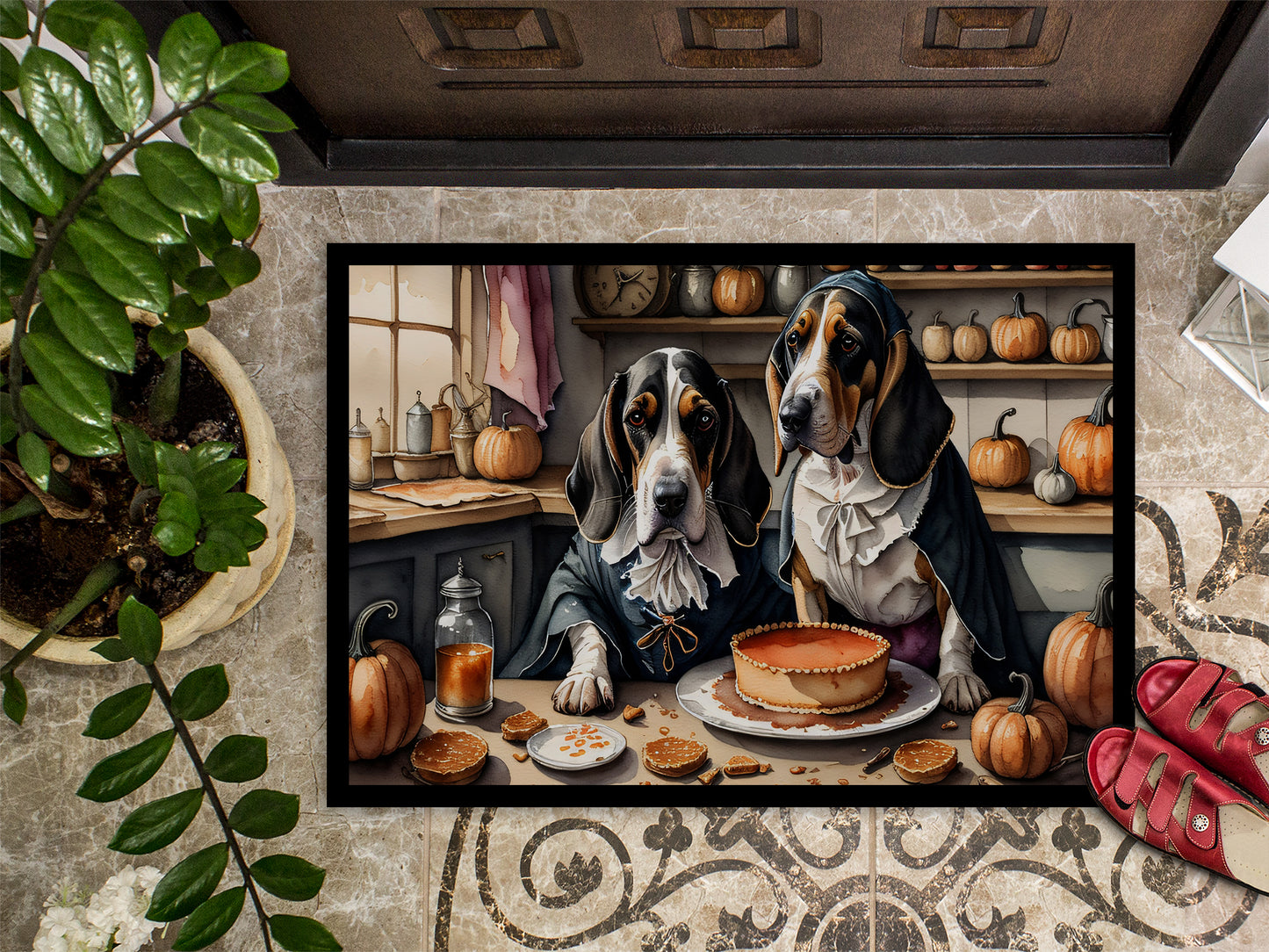 Basset Hound Fall Kitchen Pumpkins Doormat