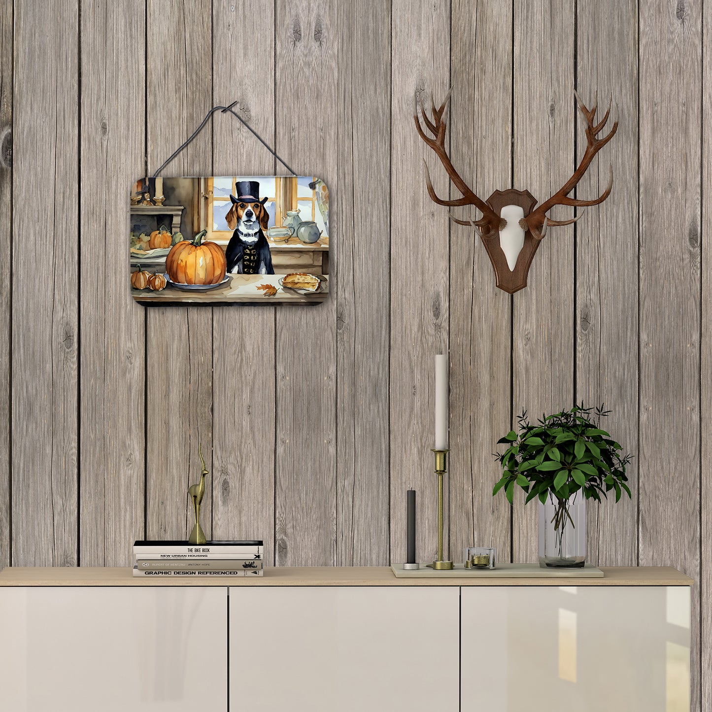 Beagle Fall Kitchen Pumpkins Wall or Door Hanging Prints
