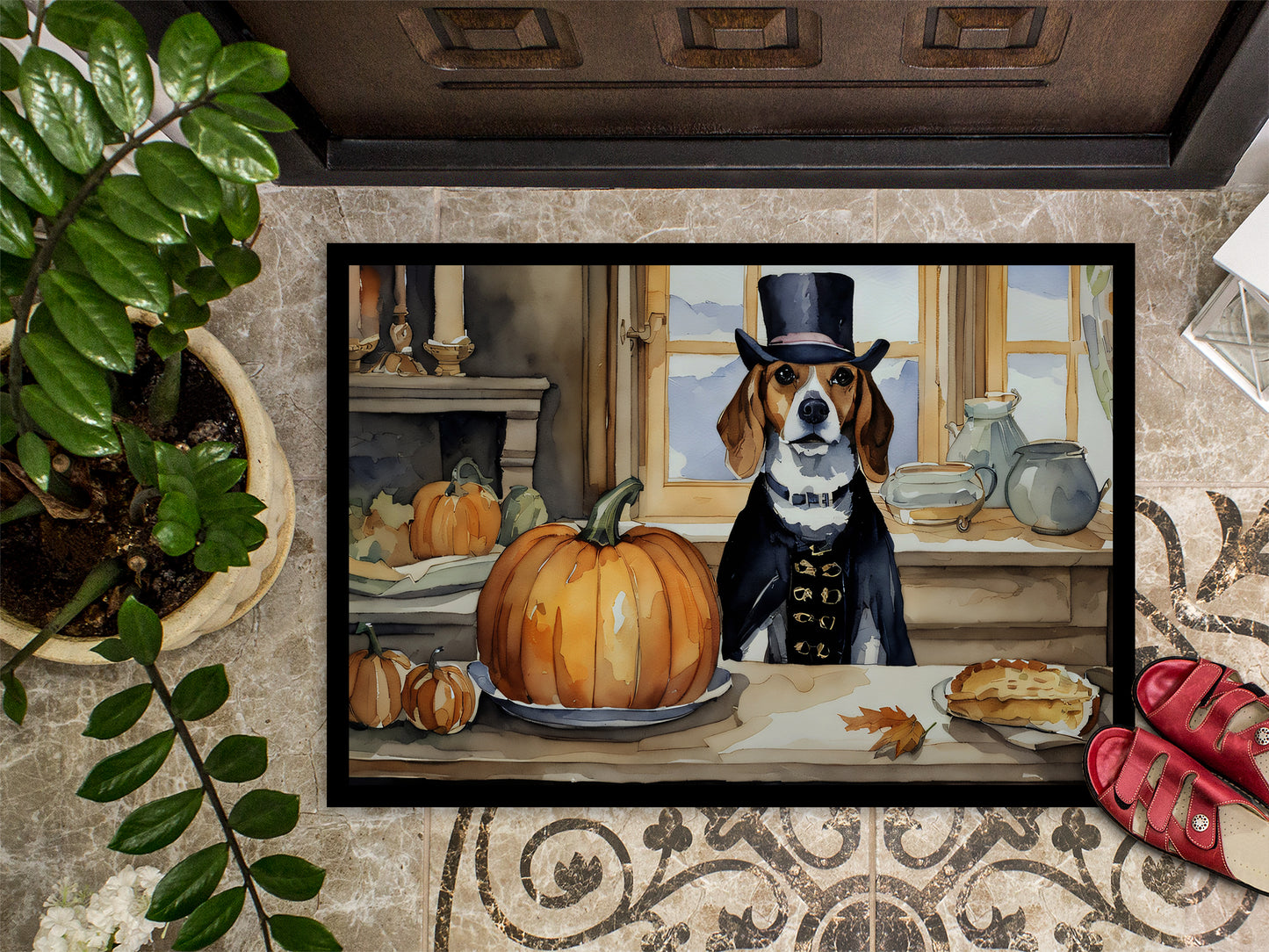 Beagle Fall Kitchen Pumpkins Doormat