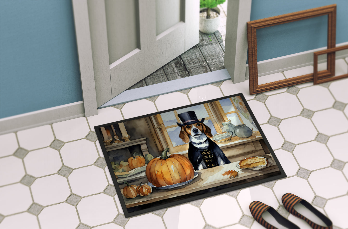 Beagle Fall Kitchen Pumpkins Doormat