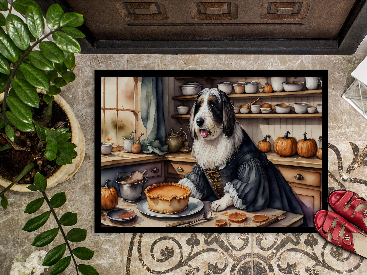 Bearded Collie Fall Kitchen Pumpkins Doormat