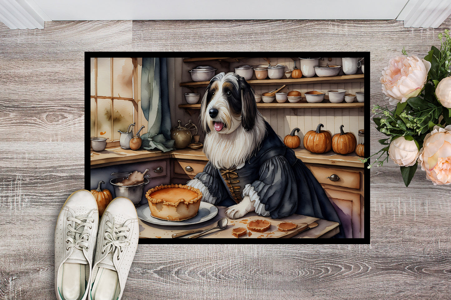 Bearded Collie Fall Kitchen Pumpkins Doormat