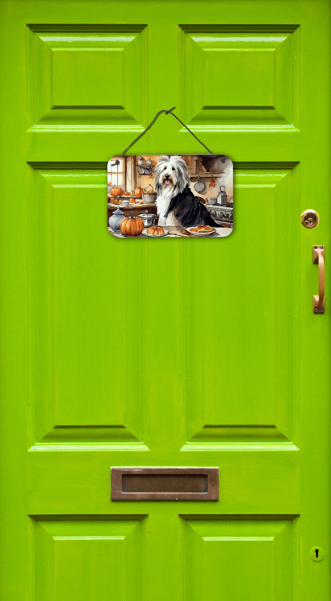 Bearded Collie Fall Kitchen Pumpkins Wall or Door Hanging Prints