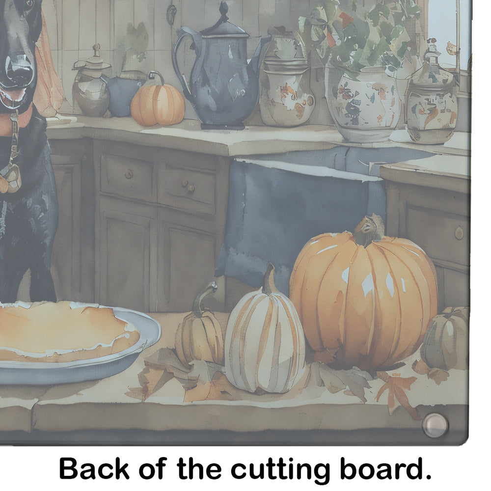 Belgian Malinois Fall Kitchen Pumpkins Glass Cutting Board