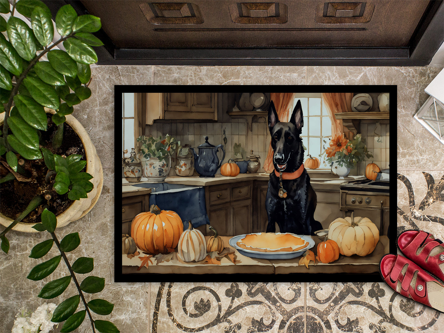 Belgian Malinois Fall Kitchen Pumpkins Doormat