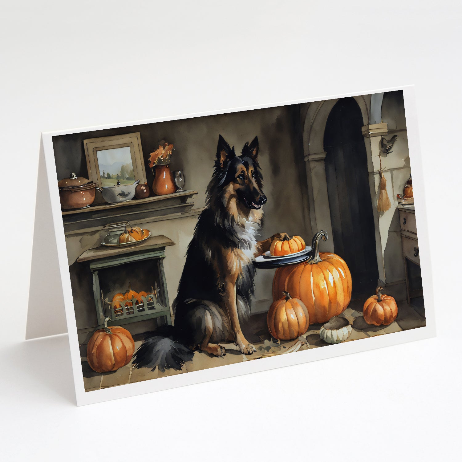 Buy this Belgian Tervuren Fall Kitchen Pumpkins Greeting Cards Pack of 8