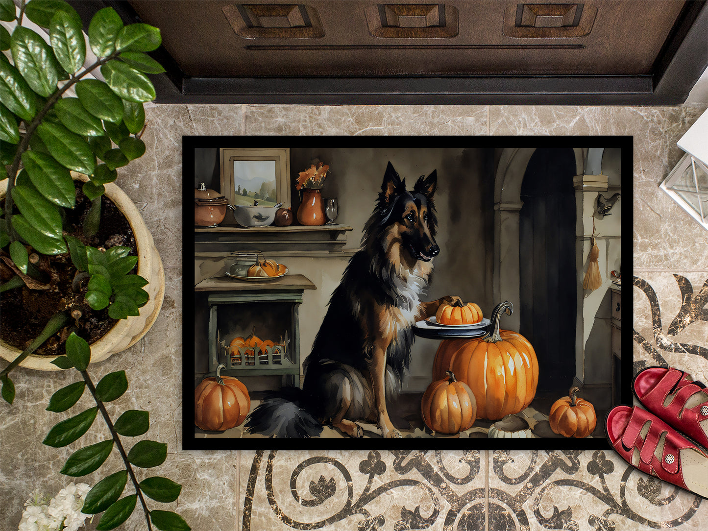 Belgian Tervuren Fall Kitchen Pumpkins Doormat