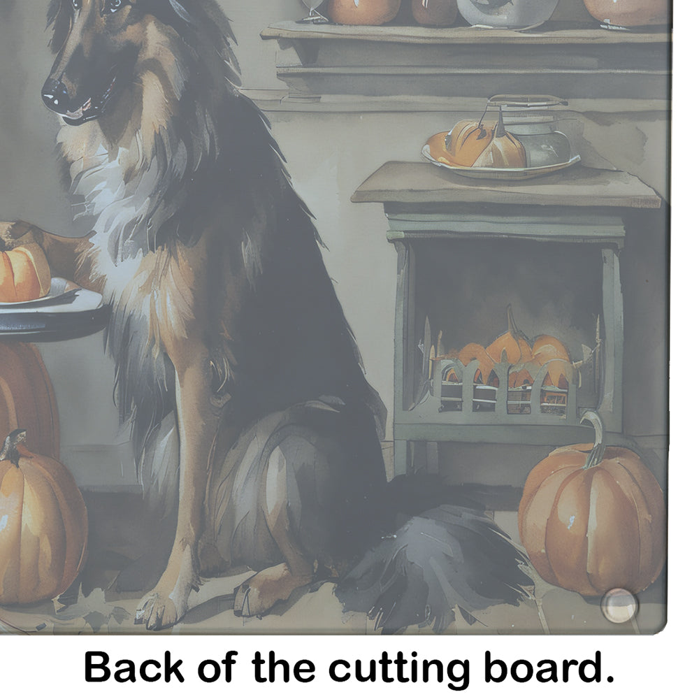 Belgian Tervuren Fall Kitchen Pumpkins Glass Cutting Board