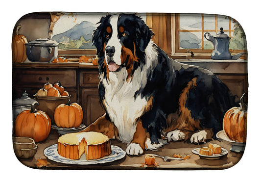 Buy this Bernese Mountain Dog Fall Kitchen Pumpkins Dish Drying Mat