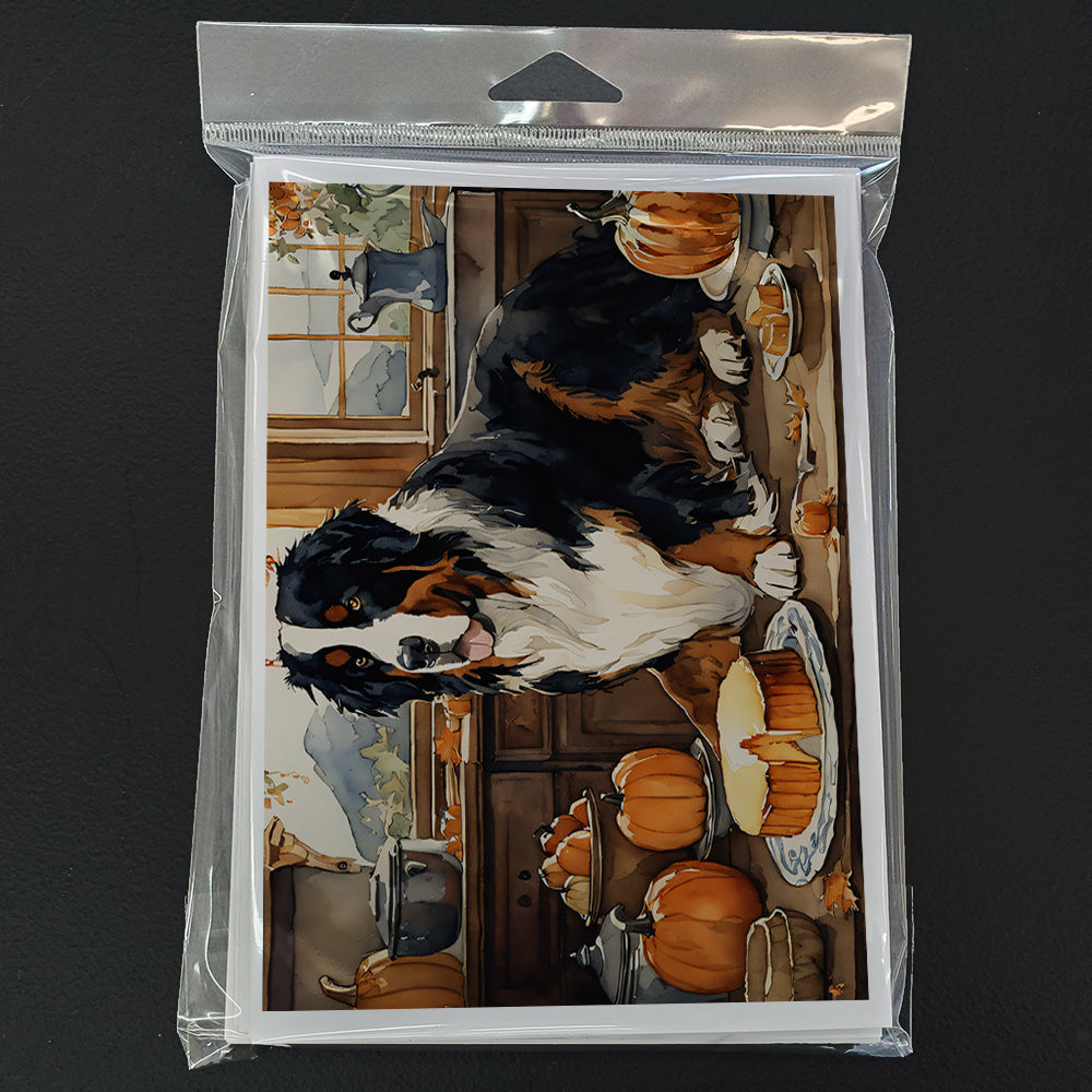 Bernese Mountain Dog Fall Kitchen Pumpkins Greeting Cards Pack of 8