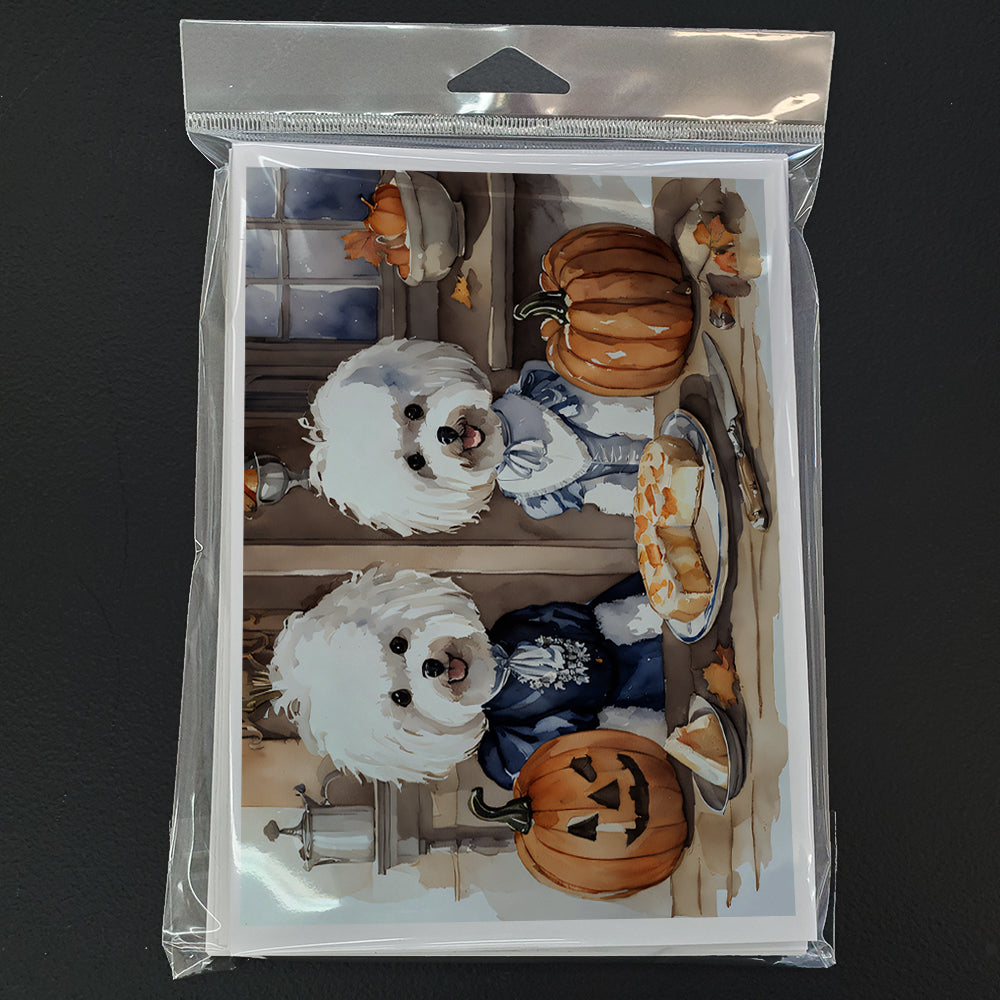 Bichon Frise Fall Kitchen Pumpkins Greeting Cards Pack of 8