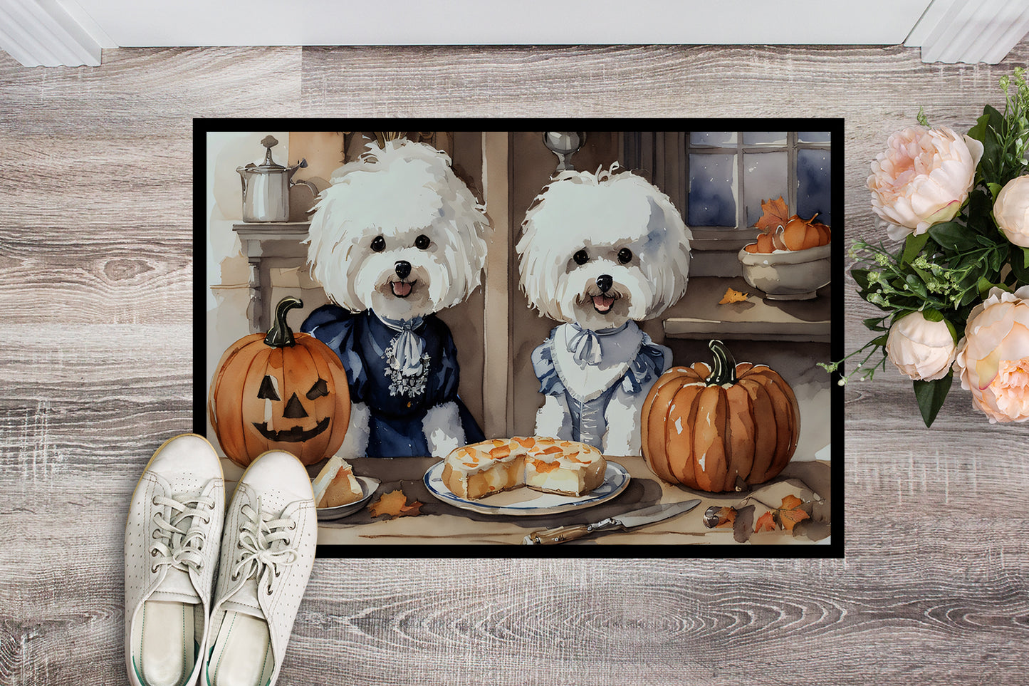 Bichon Frise Fall Kitchen Pumpkins Doormat