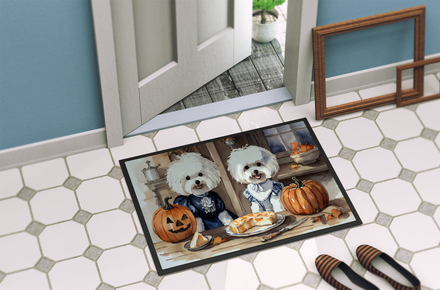 Bichon Frise Fall Kitchen Pumpkins Doormat