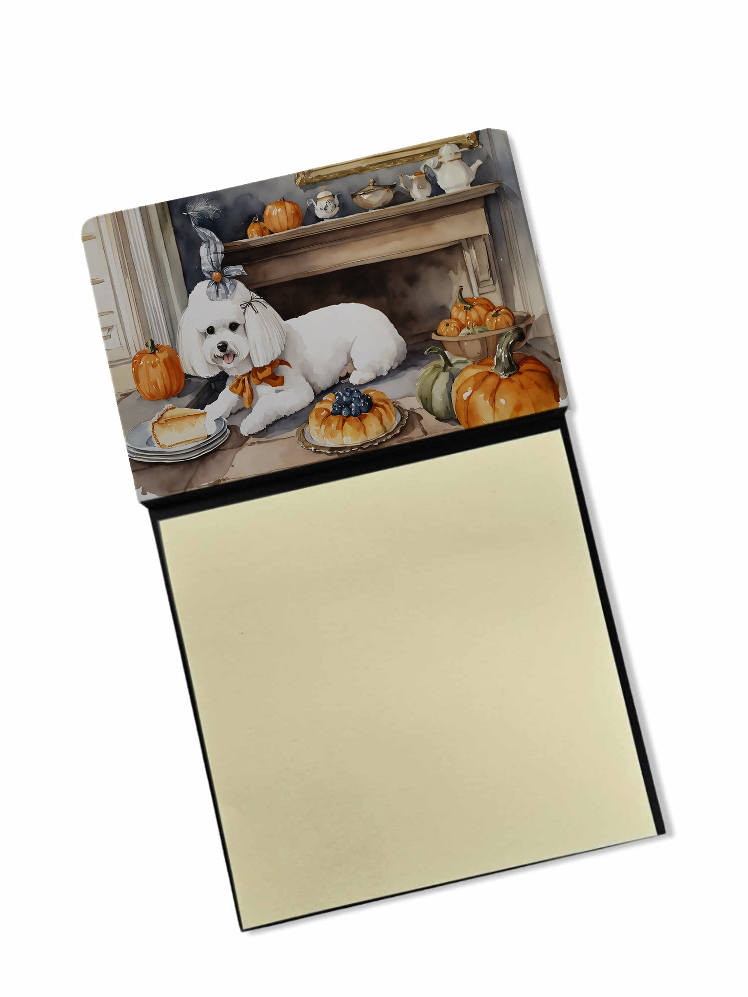 Buy this Bichon Frise Fall Kitchen Pumpkins Sticky Note Holder