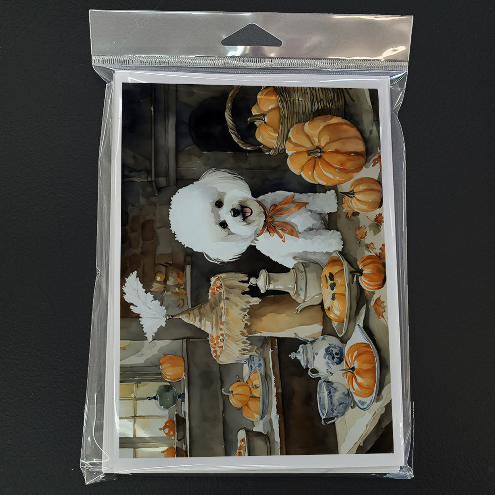 Bichon Frise Fall Kitchen Pumpkins Greeting Cards Pack of 8