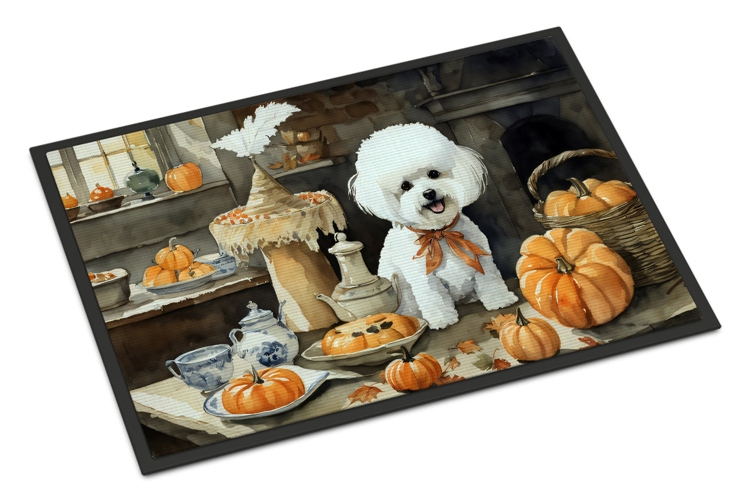 Buy this Bichon Frise Fall Kitchen Pumpkins Doormat