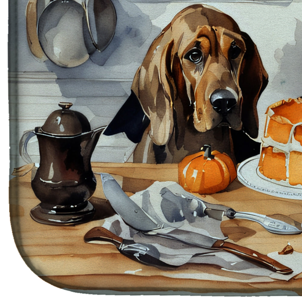 Bloodhound Fall Kitchen Pumpkins Dish Drying Mat