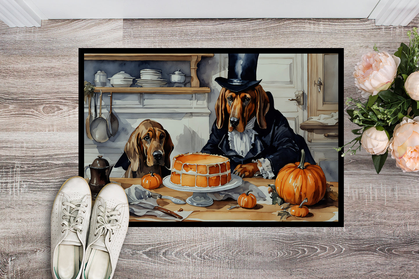 Bloodhound Fall Kitchen Pumpkins Doormat