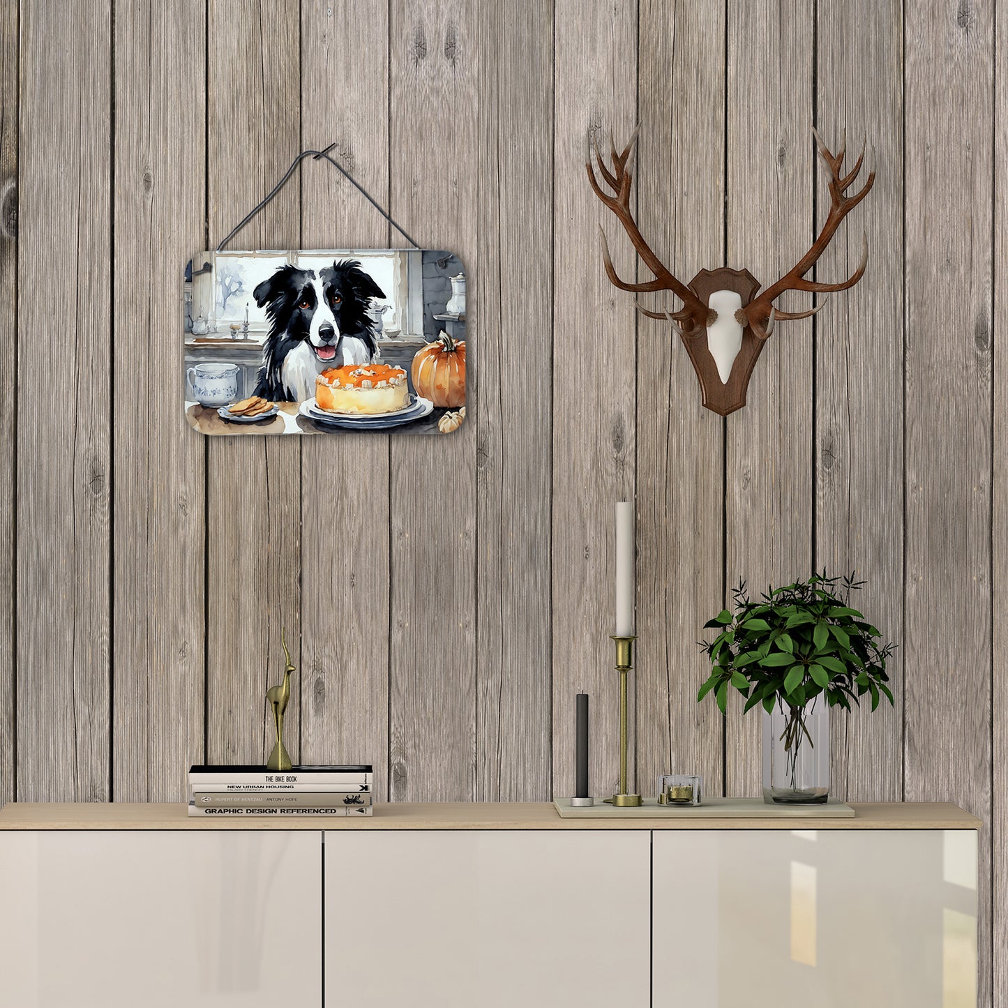 Border Collie Fall Kitchen Pumpkins Wall or Door Hanging Prints