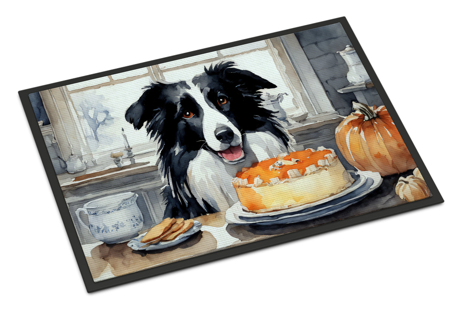 Buy this Border Collie Fall Kitchen Pumpkins Doormat