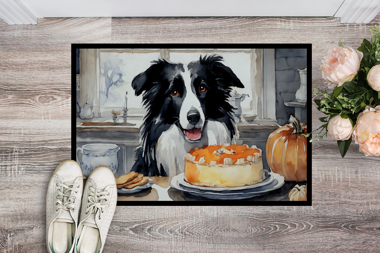 Border Collie Fall Kitchen Pumpkins Doormat