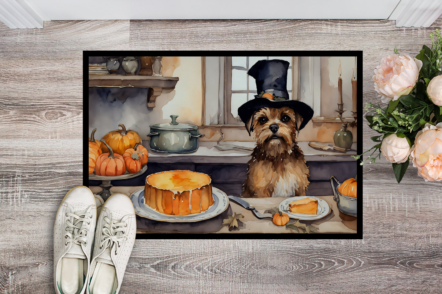 Border Terrier Fall Kitchen Pumpkins Doormat