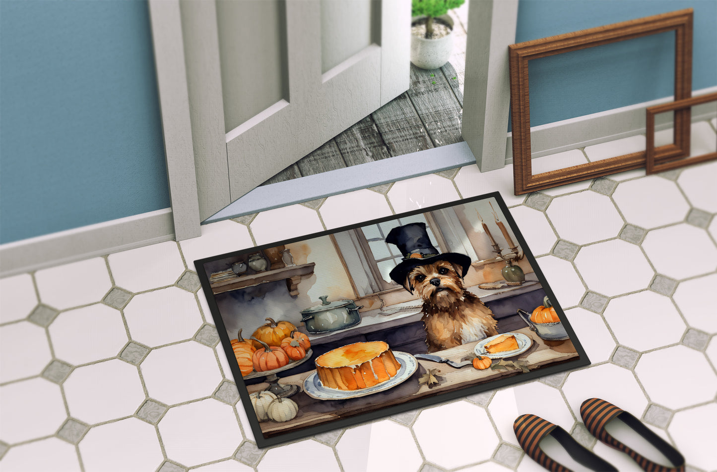 Border Terrier Fall Kitchen Pumpkins Doormat