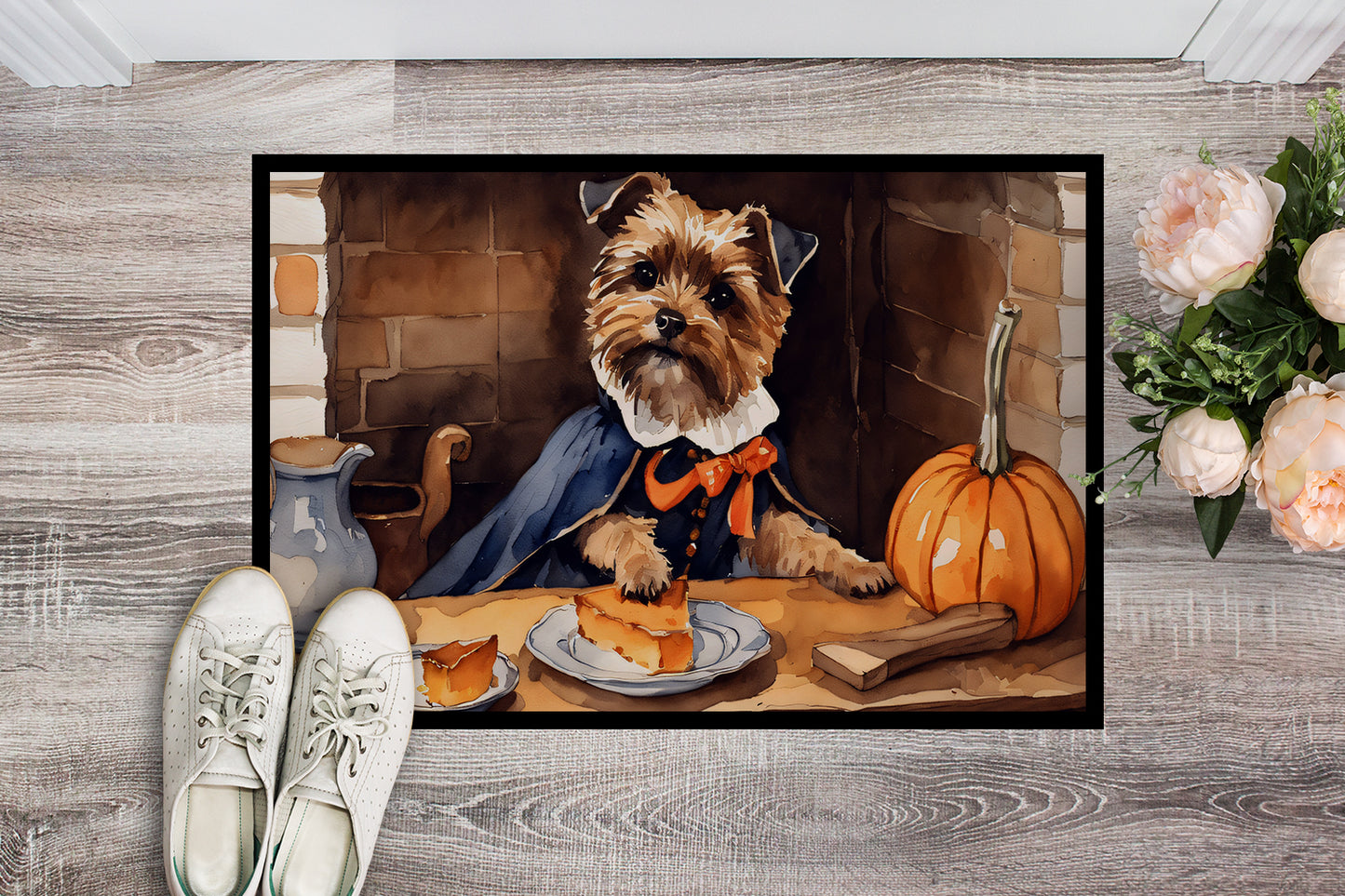 Border Terrier Fall Kitchen Pumpkins Doormat