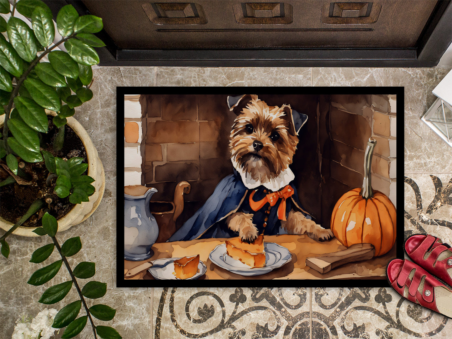 Border Terrier Fall Kitchen Pumpkins Doormat