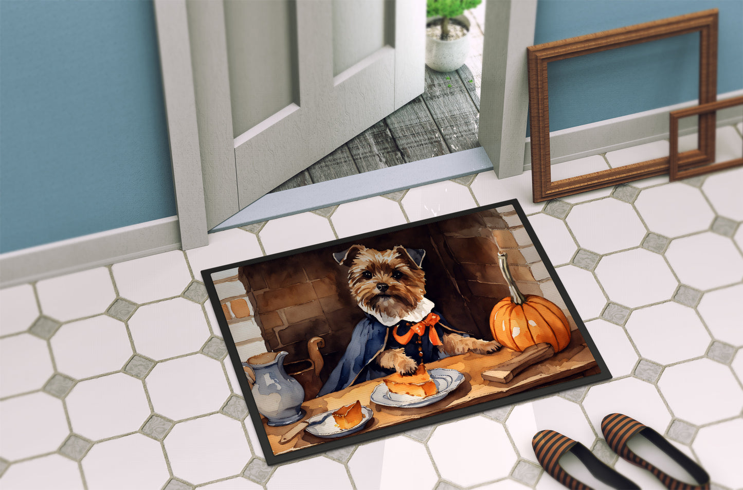 Border Terrier Fall Kitchen Pumpkins Doormat